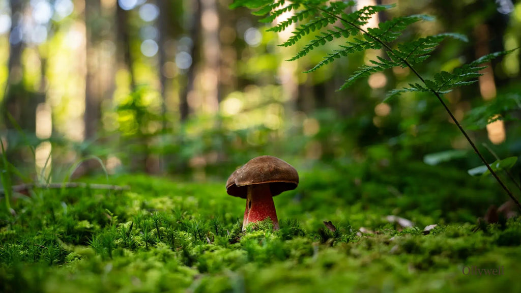 Grzyb jadalny w lesie.